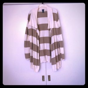 Izod tan and off-white sweater cardigan